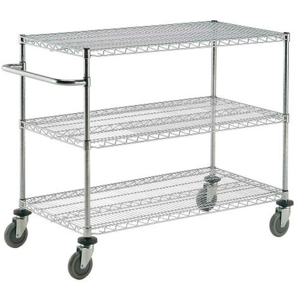 Nexel Chrome ESD Adjustable Shelf Cart w/3 Shelves & Poly Casters, 36inL x 24inW x 40inH B2351745 - main